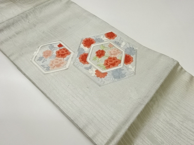 JAPANESE NAGOYA OBI / KARA-ORI / EMBROIDERY / PEONY